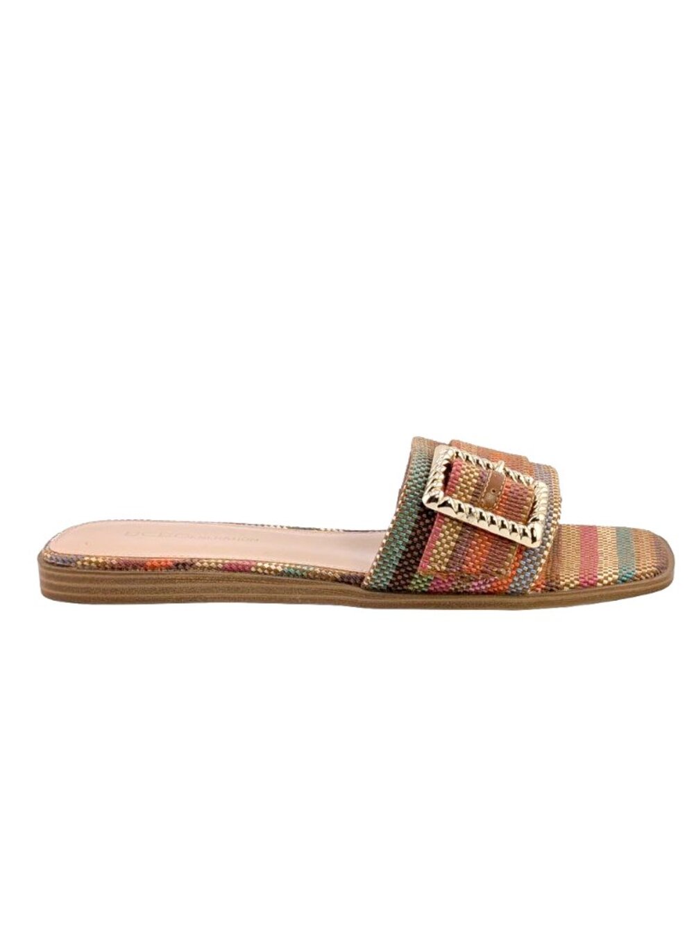 BCBGeneration Mollie Buckled Slide Flat Sandal Orange Multicolor US Size 9